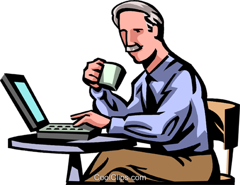 Businessman Working At His Laptop Royalty Free Vector - Empresario Trabalhando Png (480x371)