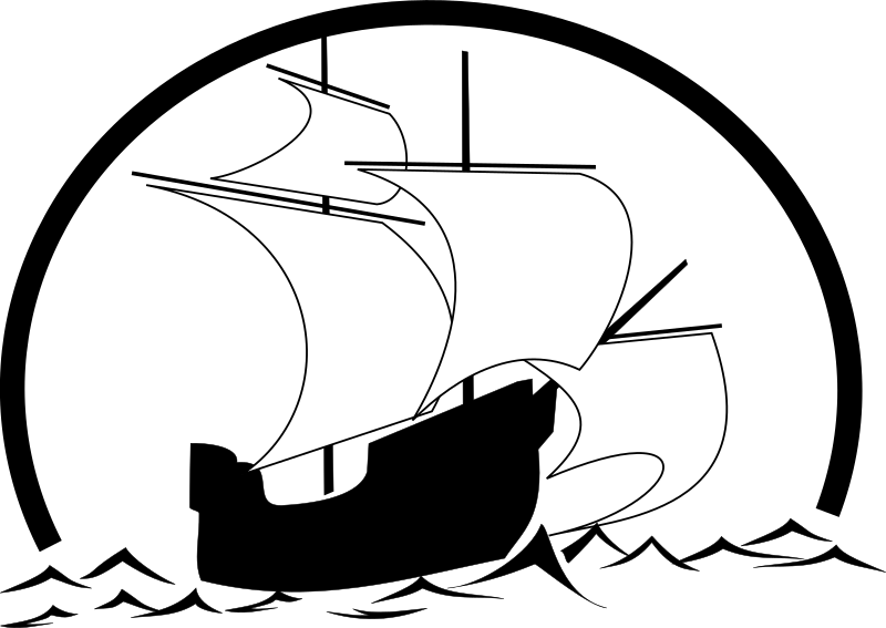 Ra-55, Sailboat, Sunrise - Black And White Sail Clipart (1058x750)