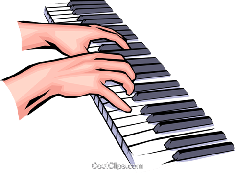 Music Keyboard Clipart - Hands Playing Piano Clipart (480x355)