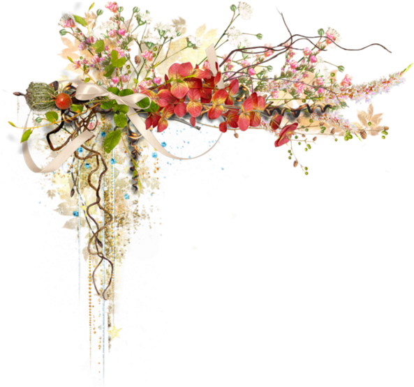 Tubes Coins Bordures Fleurs Png (600x576)