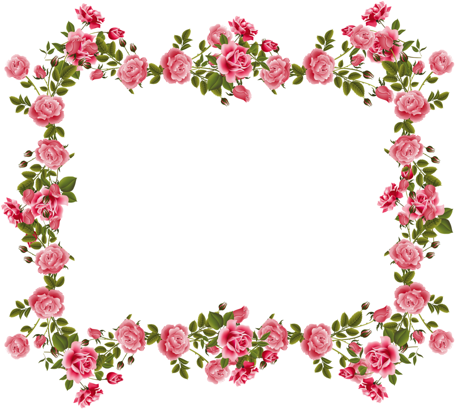 Rose Flower Border (1600x1445)