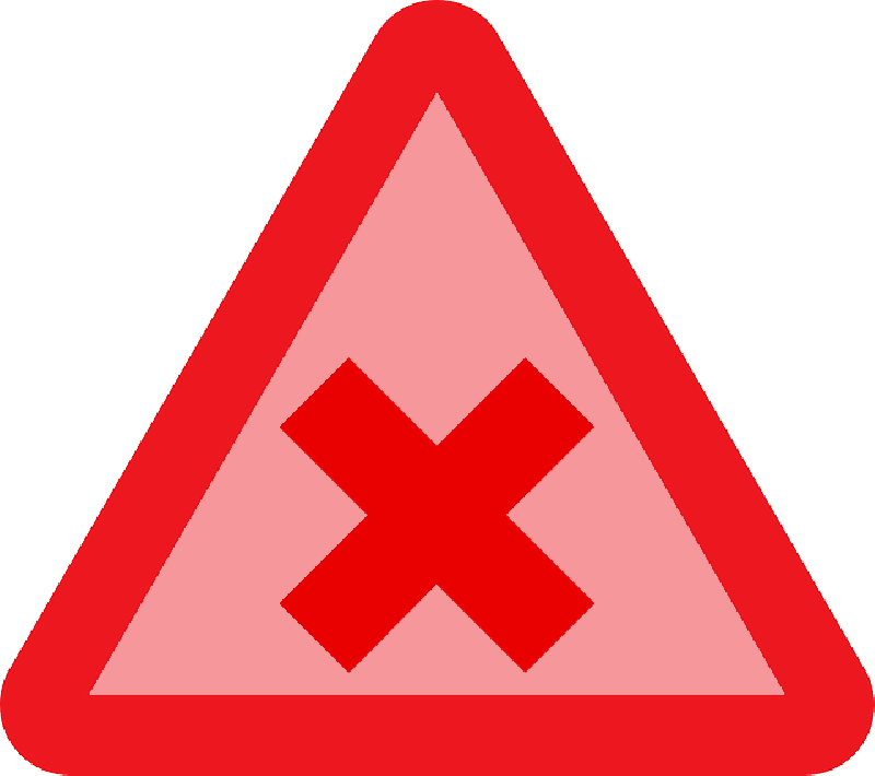 Sign, Cross, Signs, Triangle, Traffic, Transportation - Alert Vector (800x710)