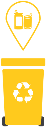 Yellow Recycling Trash Cans - Recycling (512x512)