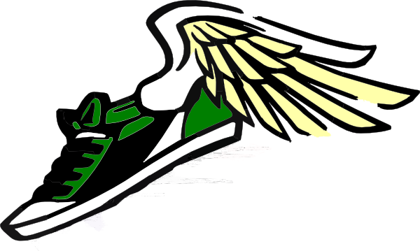 Track Shoe With Wings Clip Art - Shoes With Wings Logo (600x359)