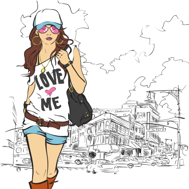 City Life Girl Fashion Illustration Free Vectro Png - Backbenchers - 3 Days Of Summer (1200x628)