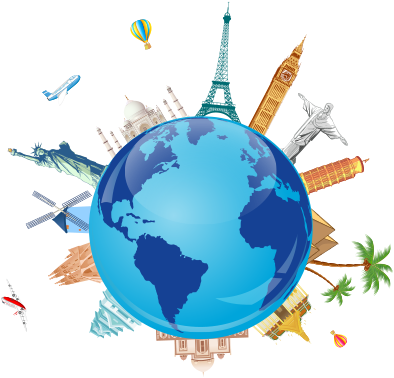 Famous World Travel Destinations Free Vector And Png - Voyage Autour Du Monde [book] (1200x628)