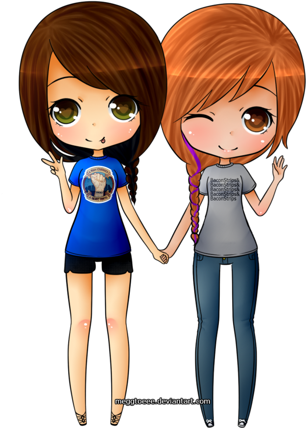 Drawing Best Friends Forever Friendship Sketch - Cute Kawaii Best Friends (900x900)