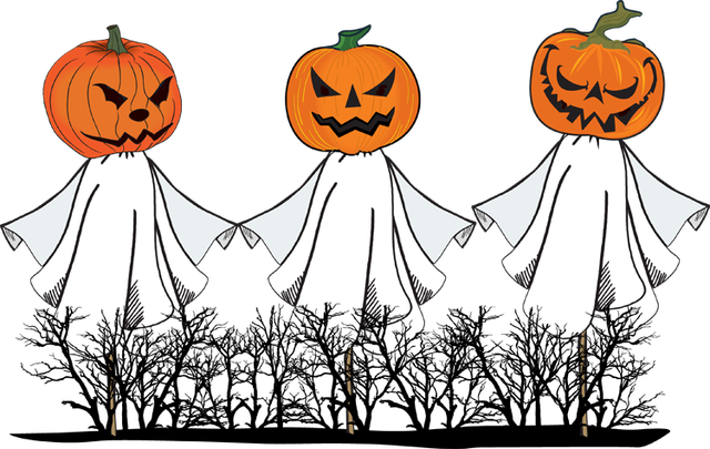 Halloween Ghost And Pumpkin Clipart - Pumpkin Ghost Clipart (640x405)