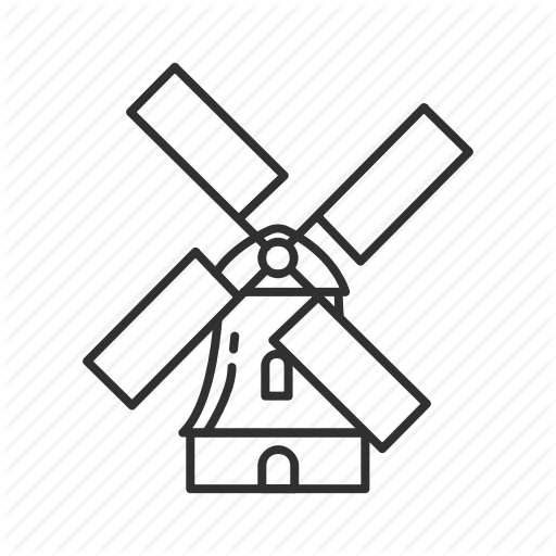 Drawn Windmill Windmill Line - Dutch Windmill Outline (512x512)