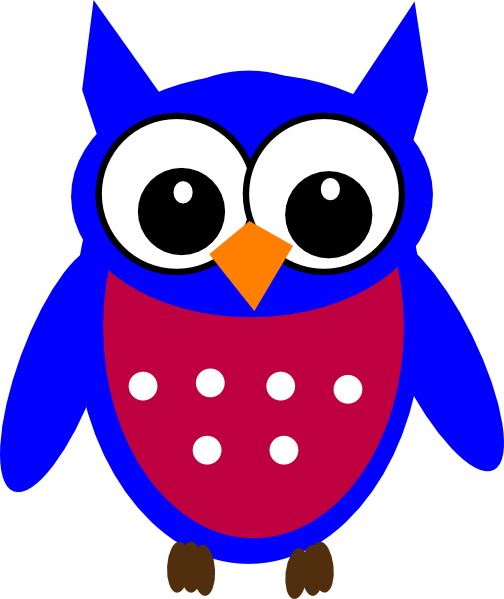 Blue Owl Clip Art At Onclipart - Black And White Owl Clipart (504x599)