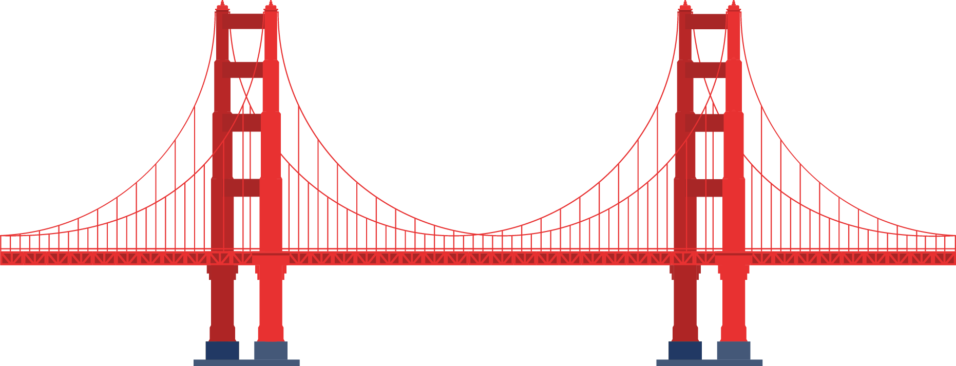 Golden Gate Bridge Landmark - Golden Gate Bridge Illustration (1862x713)