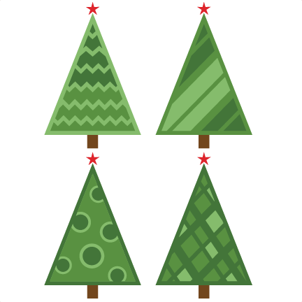 Christmas Tree Set Retro Svg Scrapbook Cut File Cute - Christmas Tree (432x432)
