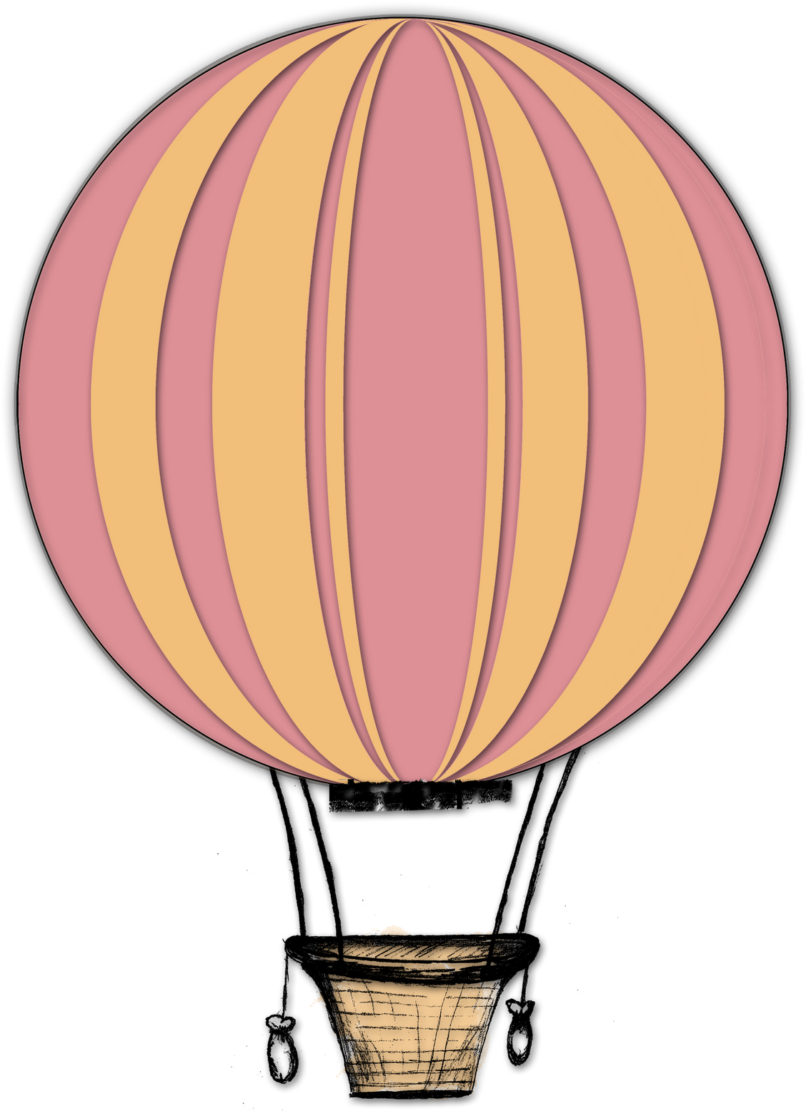 Drawn Hot Air Balloon Lantern - Vintage Hot Air Balloon Clipart (1304x1600)