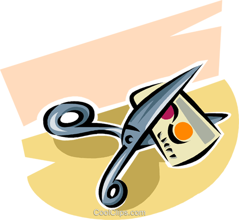 Cutting Up A Credit Card With Scissors Royalty Free - Illustration (480x442)