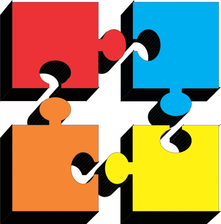 Puzzle Piece Clipart Clip Art On Vector Online Royalty - 4 Pieces Of Puzzle (728x738)