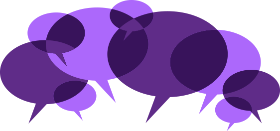Lots Of Purple Overlapping Speechbubbles - Purple (562x263)