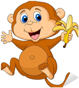 Monkey Eating Banana Cartoon (400x400)