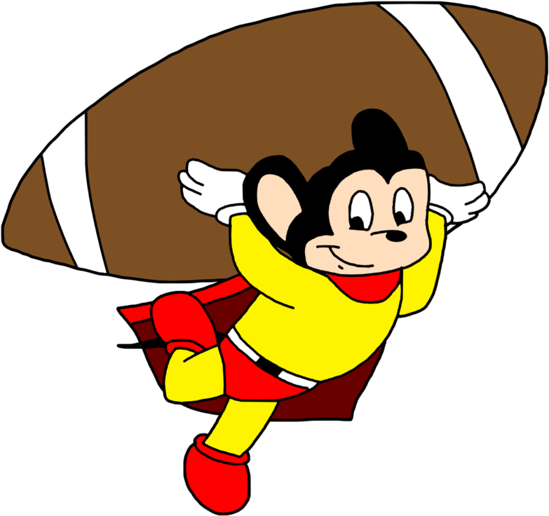 Mighty Mouse With American Football Ball By Marcospower1996 - Clip Art (894x894)