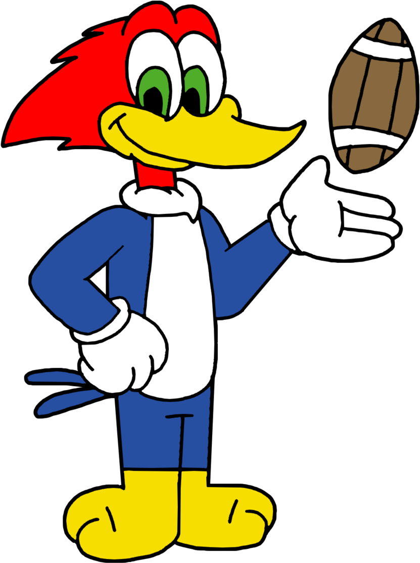 Woody Woodpecker With American Football Ball By Marcospower1996 - Cartoon (1600x1600)