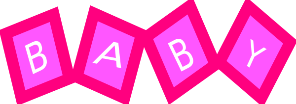 Baby Blocks Clip Art At Clker - Pink Baby Bottle Clipart Png (600x212)