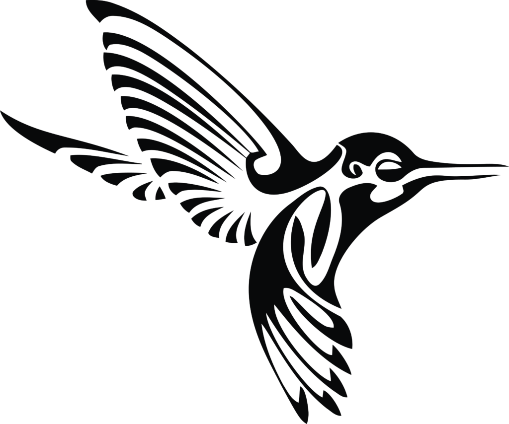 248 Free Clipart Of A Black And White Tribal Hummingbird - Hummingbird Black And White (1024x854)