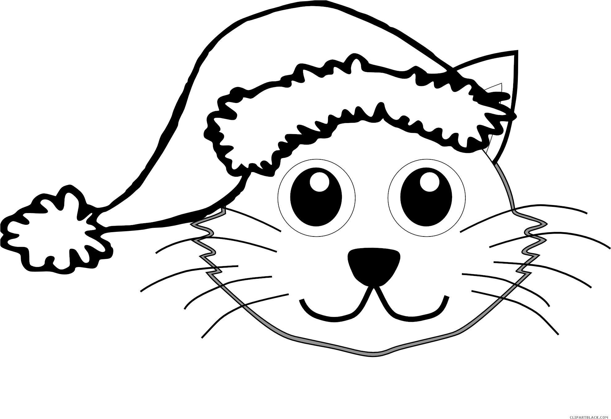 Cat Outline Animal Free Black White Clipart Images - Cat With A Hat Clipart Black And White (1979x1366)
