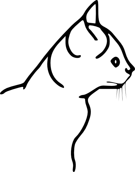 Black White Line Svg Ijwxi3 Clipart Cat Outline Clip - Clip Art (468x595)