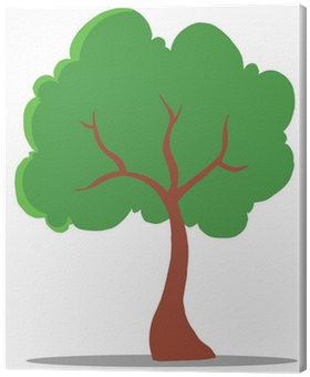 Green Tree Cartoon Illustration Canvas Print • Pixers® - Cartoon Tree (400x400)