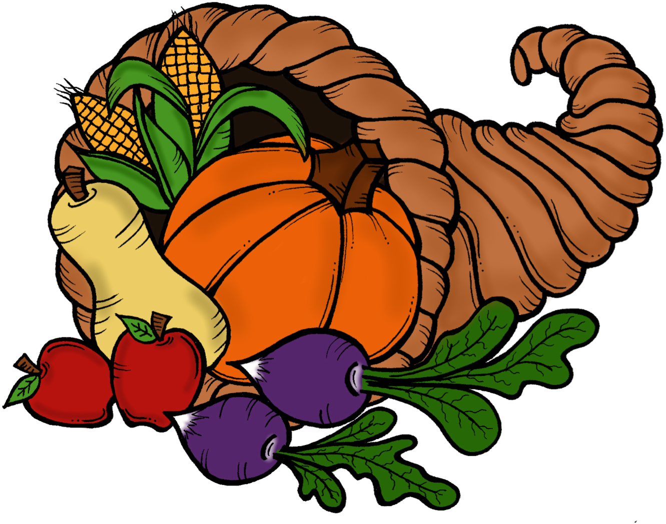 Cornucopia Clip Art Free - Cornucopia Clip Art Free (1356x1076)