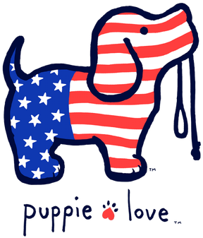 Puppie Love Usa Pup Long Sleeve Shirt - T-shirt (500x500)