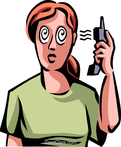 Women On The Phone Royalty Free Vector Clip Art Illustration - Zoning Out Clipart (396x480)