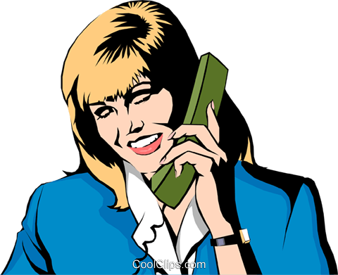 Woman On Phone Royalty Free Vector Clip Art Illustration - Cartoon (480x391)