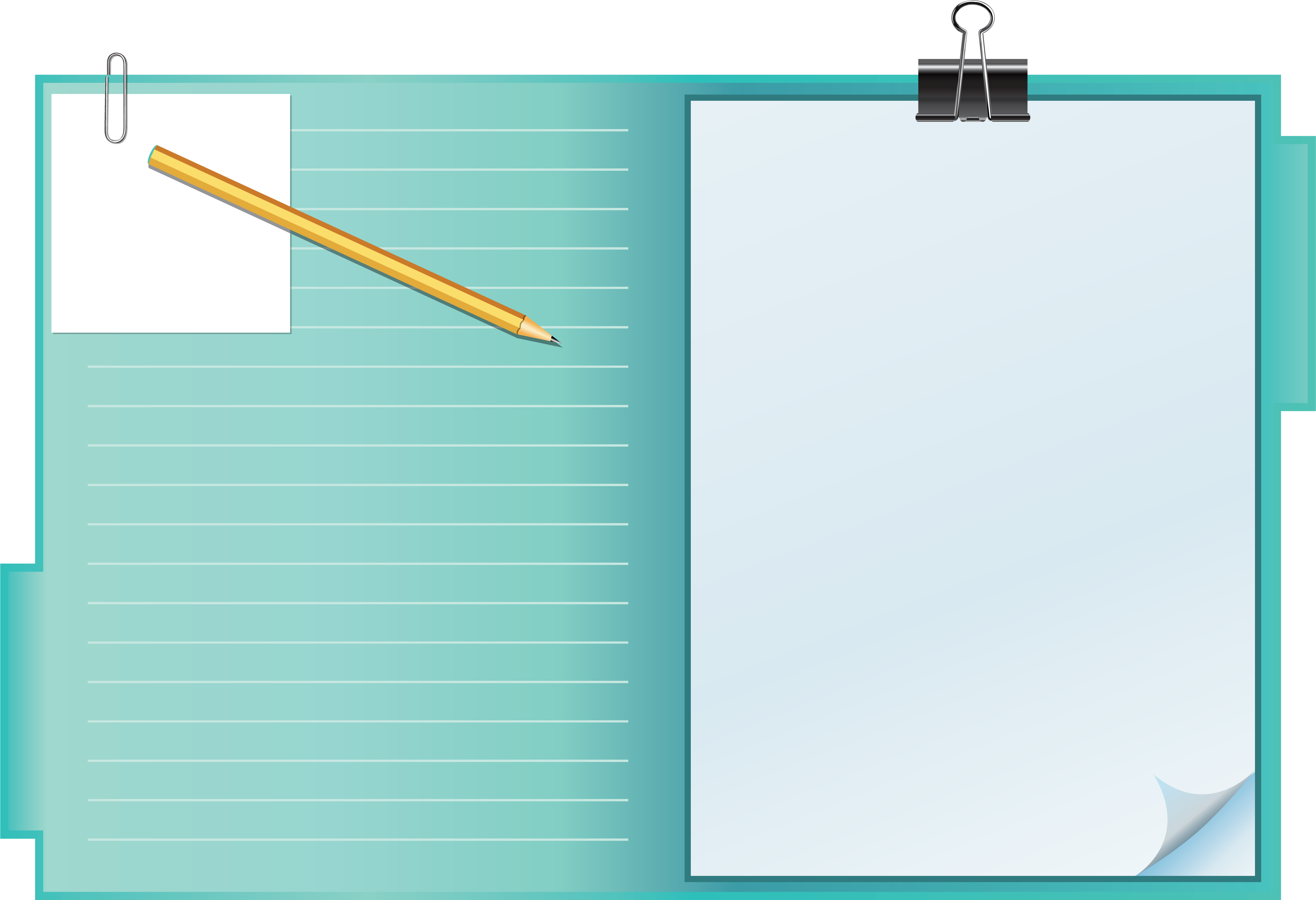 Free Vector Clipboard And Pencils Vector - Teal Clipboard (5556x3889)