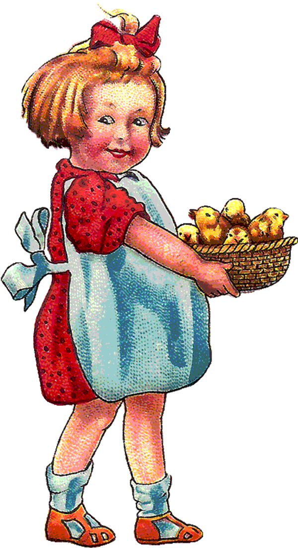 A Basket Full Of Chicksfree Vintage Easter Graphics - Gifs Animated Glitter Vintage Easter (600x1102)