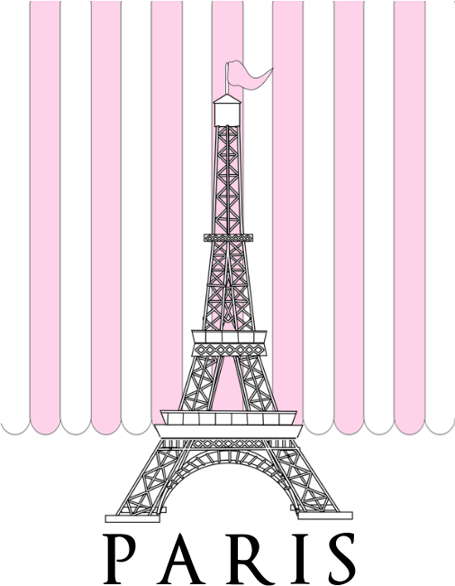 Favorite - Cafepress Pink Paris Eiffel Tower Stripes 84" Curtains (504x700)