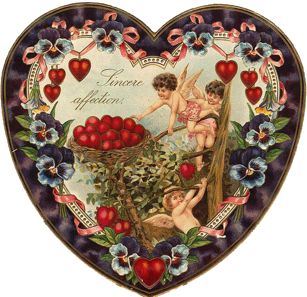 Shop Vintage Cherubs Valentine Heart Wall Decal Created - Herz-sammler-valentinsgruß Karte (1251x1210)