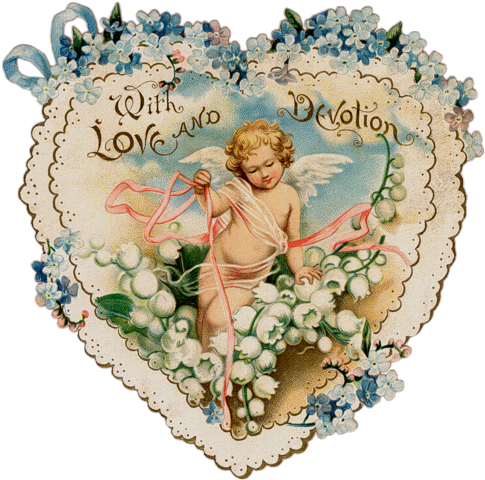 A Vintage Valentine Illustration Of A Cupid - 1890 Valentine (502x494)