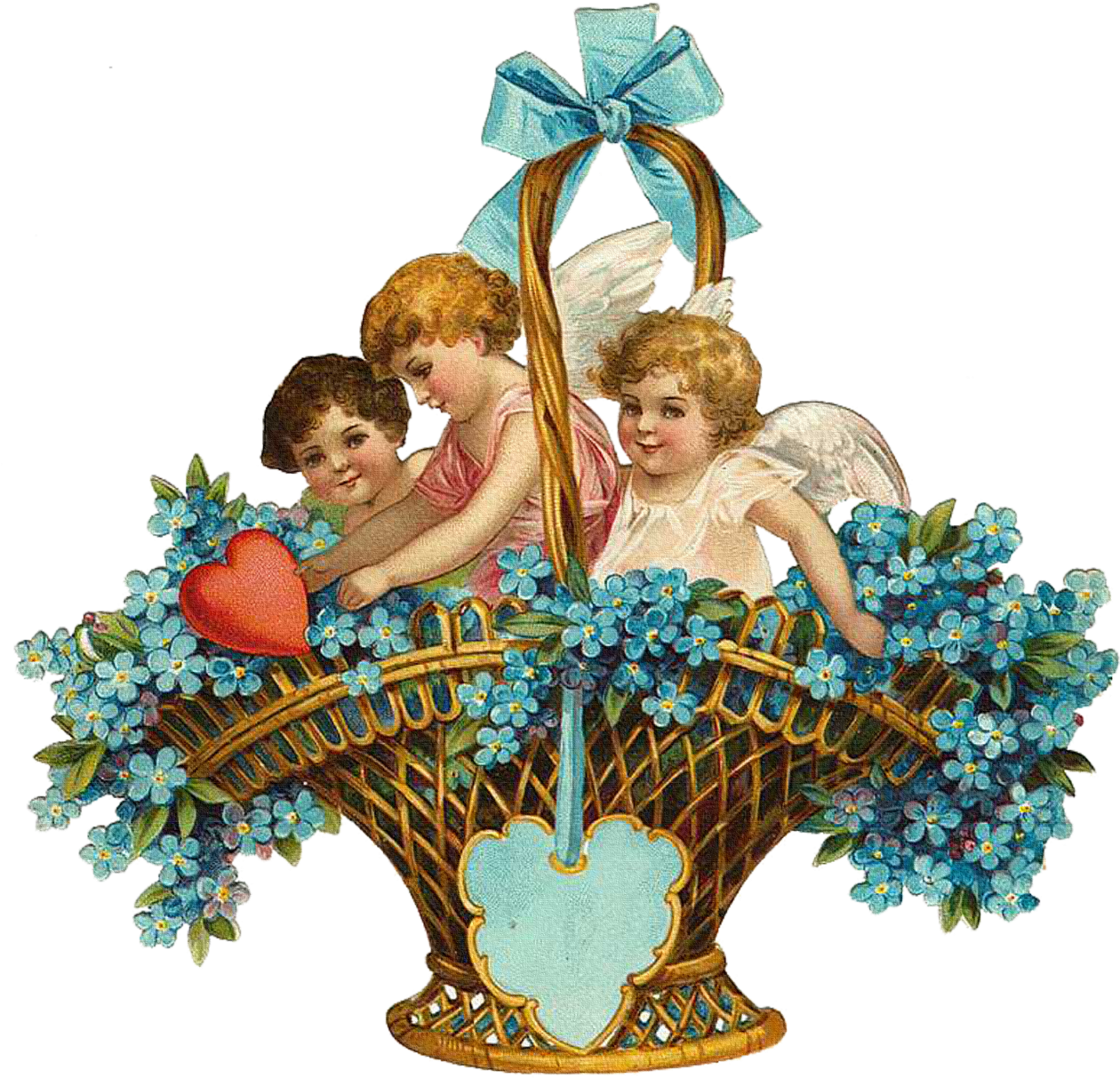 Valentine Fabric Block Vintage Postcard Printed Onto - False Valentine's Day Scrap Images Collage Sheet #104 (1280x1241)