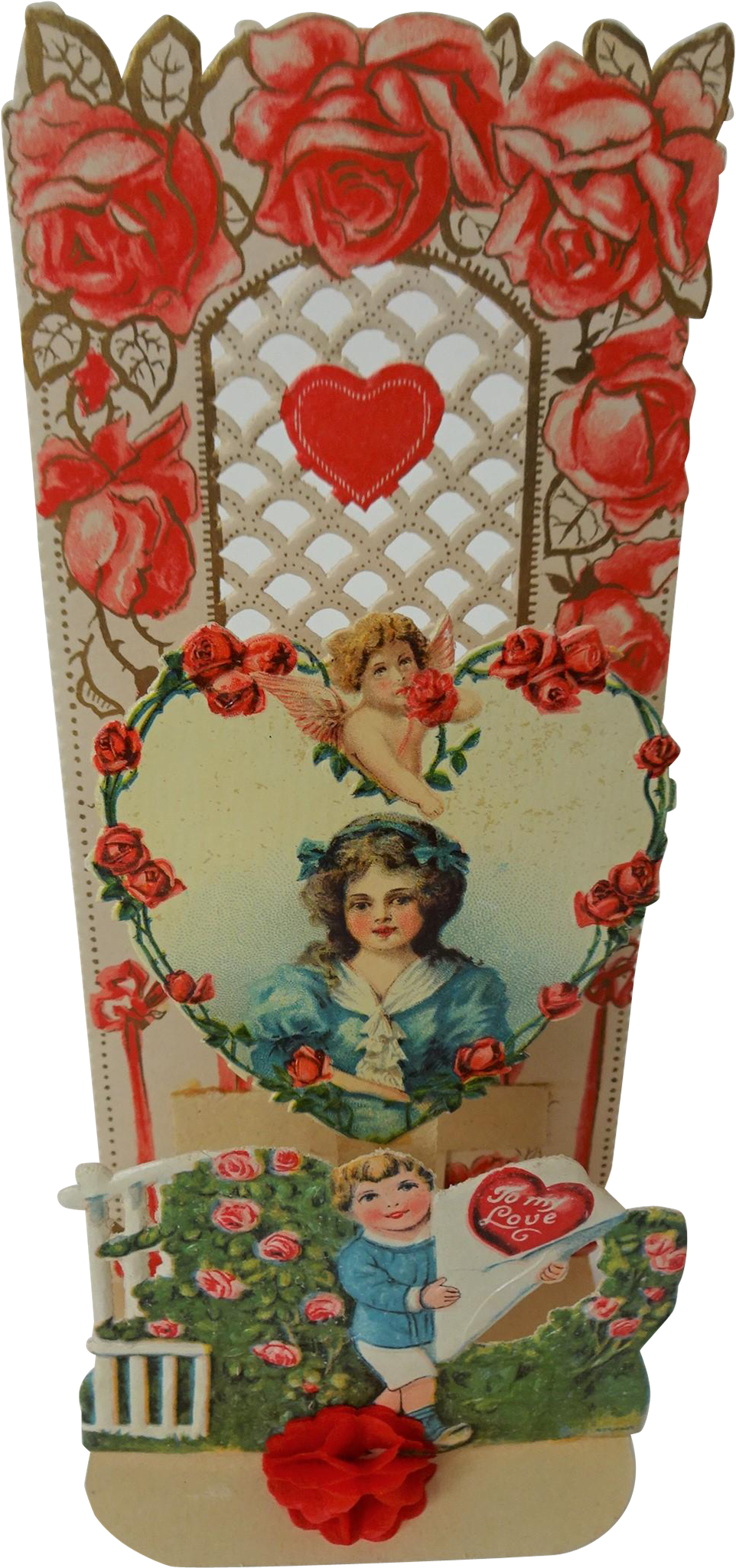 German Die Cut Antique Valentine Greeting Fold Out - Figurine (2048x2048)