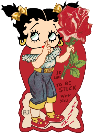 Vintage Valentine Girl - Betty Boop - Art Print (400x550)