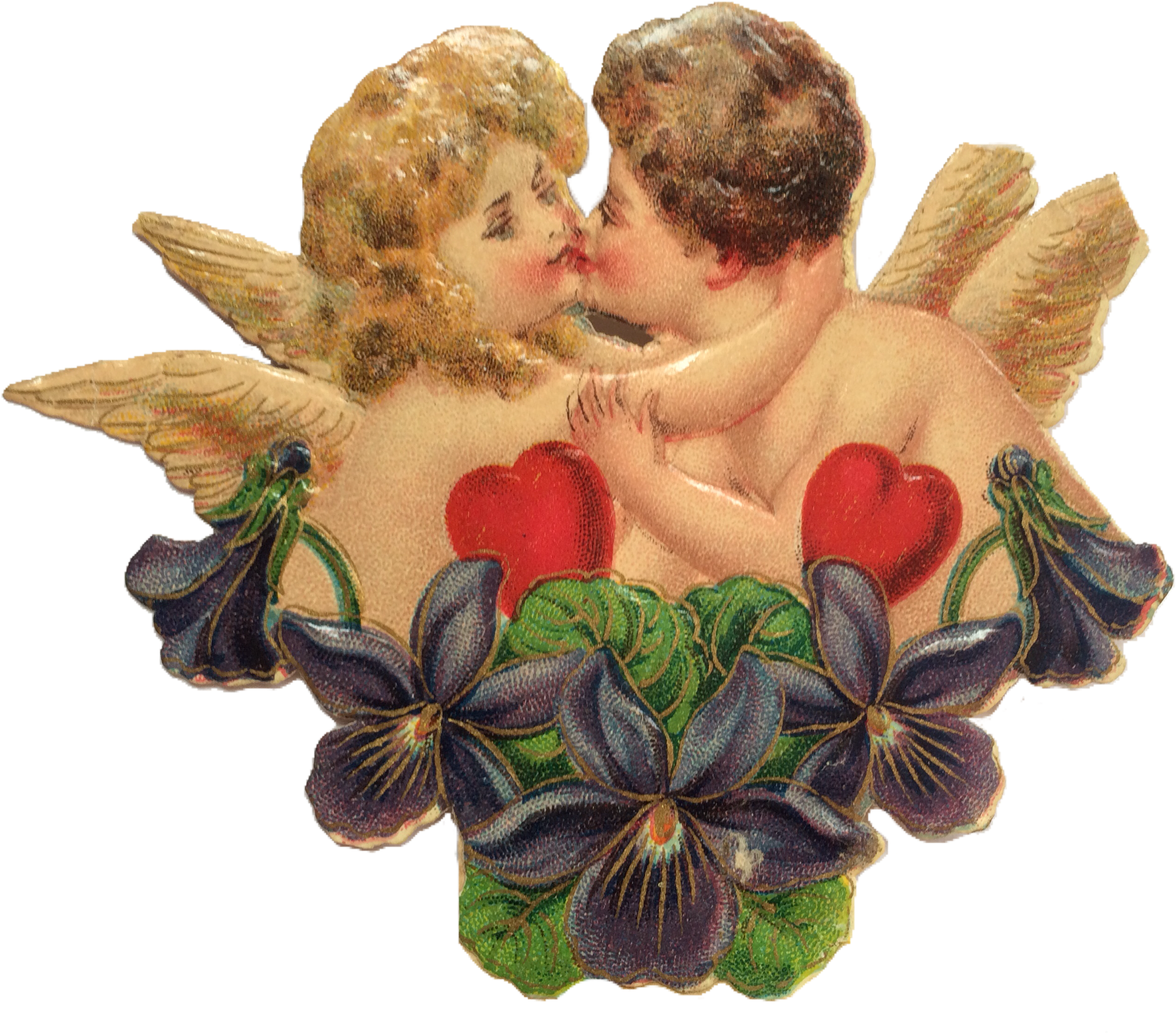 Vintage Valentine Lovers With Violets - Valentines Pic Vintage Png (3000x2250)