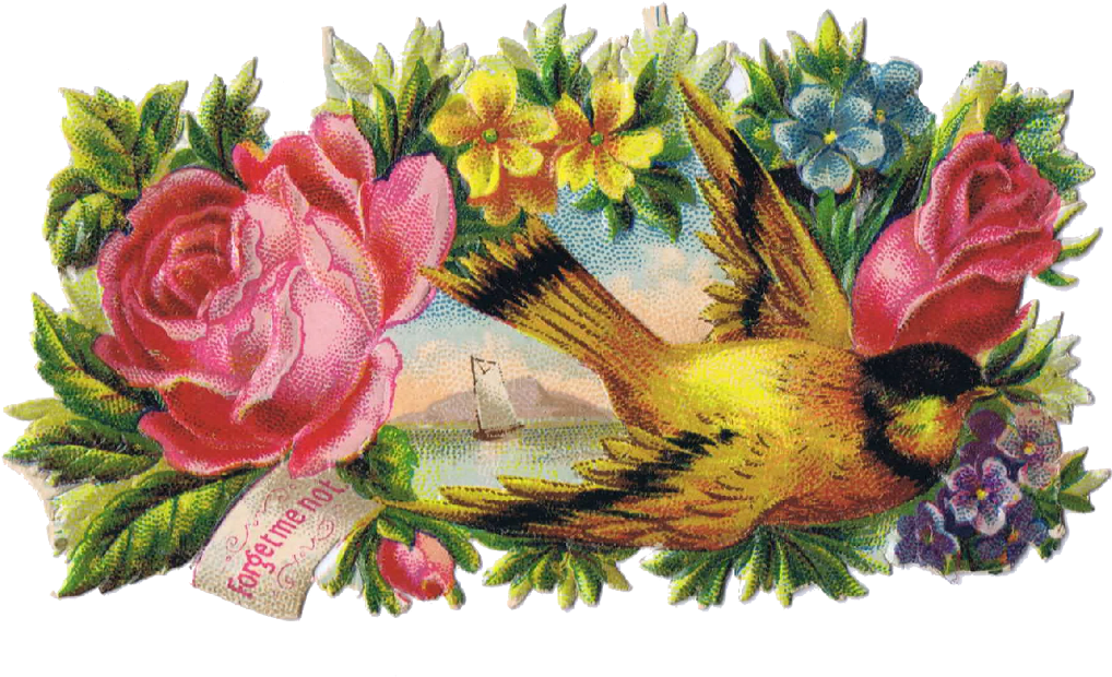 Vintage Flower Clipart Vintage Bird - Vintage Flower Clipart Vintage Bird (1043x662)