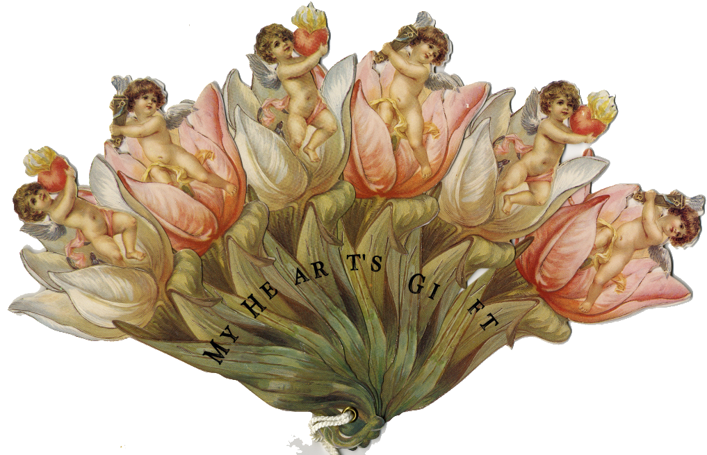 Free Vintage Fan Images For Your Art - My Heart's Gift Fan Greeting Card (1023x656)