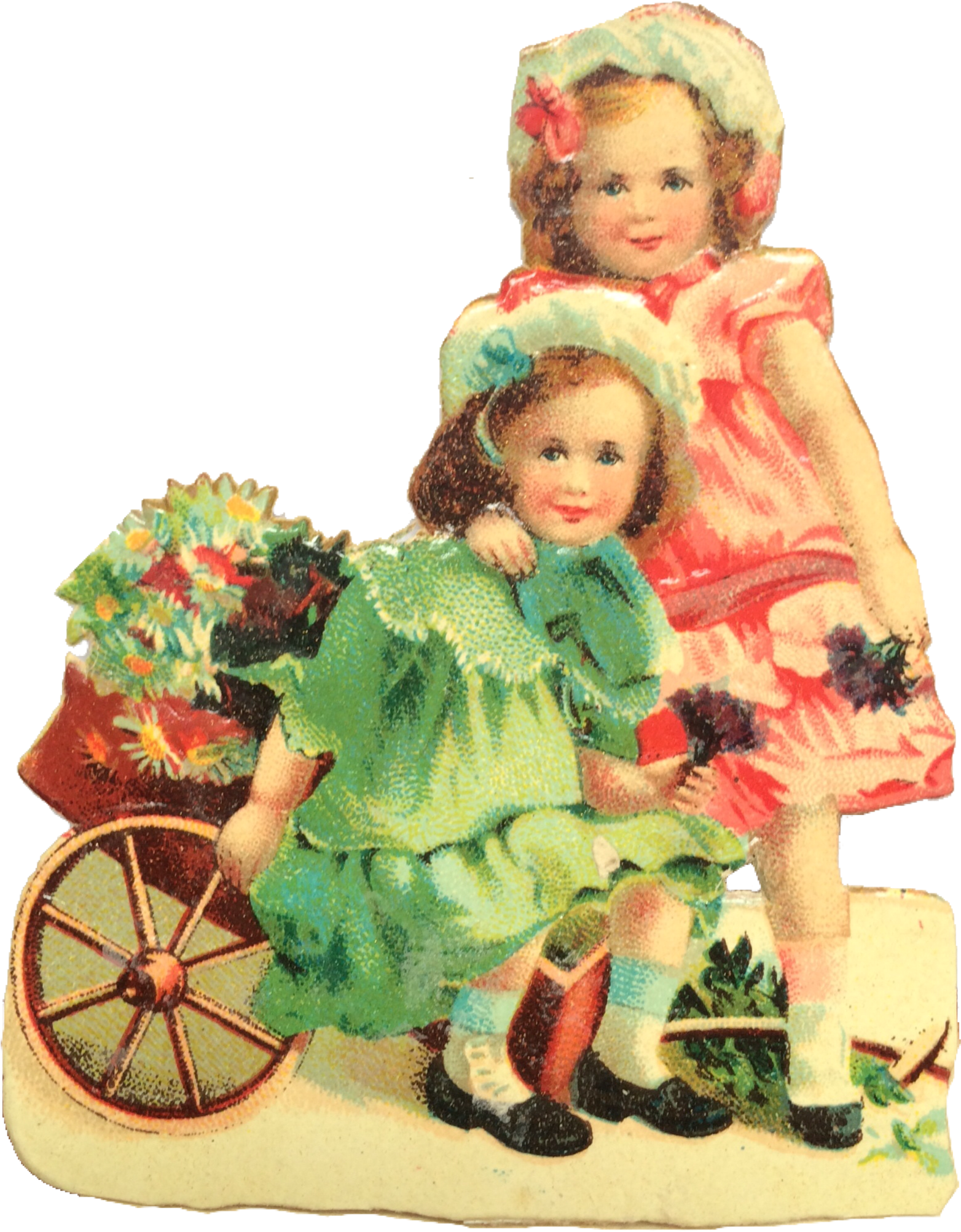 Vintage Valentine Girls And Flowers - Vintage Valentines Girls (1676x2046)