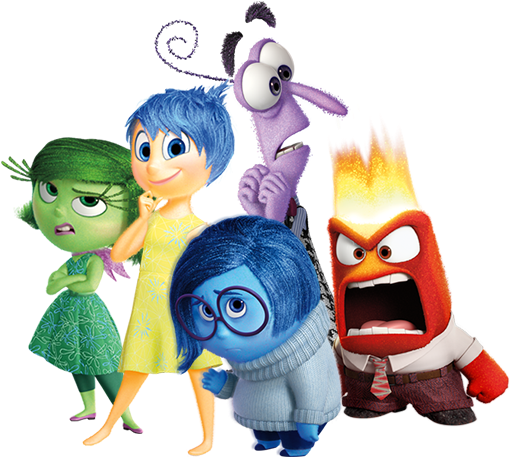 Disgust, Joy, Fear, Sadness & Anger - Inside Out Movie Transparent (550x500)