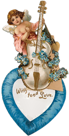 Valentine's Day Vintage Cupids With Forget Me Nots - Vintage (358x500)