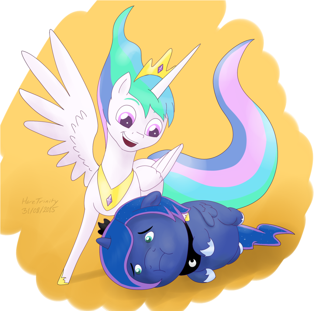 Haretrinity, Crossover, Inside Out, Joy, Princess Celestia, - Sunshine And Misery (2000x1941)