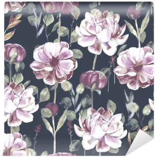 Seamless Hand Illustrated Floral Patter With Peony - Mural (400x400)