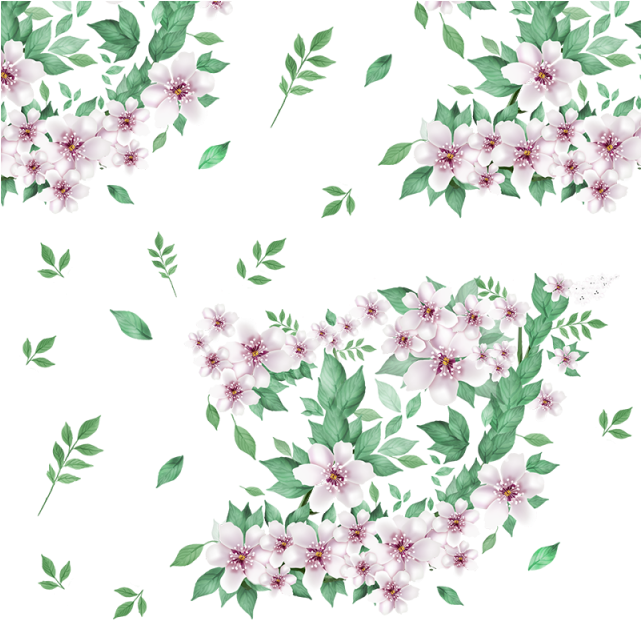 Beautiful Floral Flowers With Green Leaf Vector Png, - Portable Network Graphics (640x640)