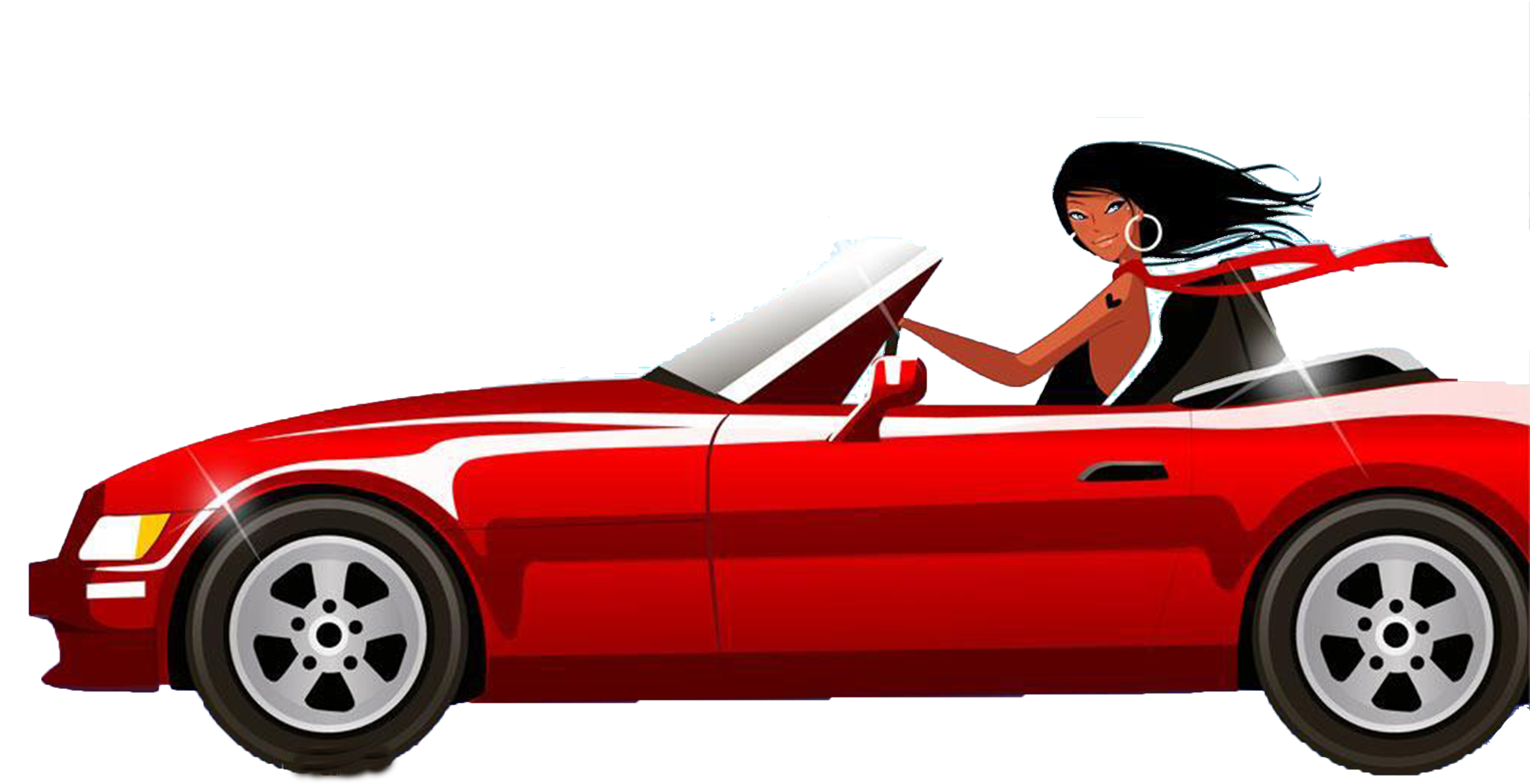 Woman Driving Royalty-free Clip Art - Girl And Car Cartoon Png (2362x2362)
